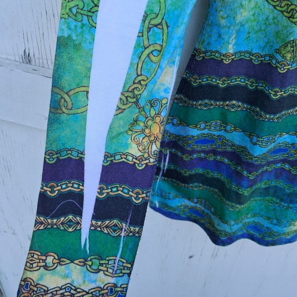 Cache Y2k Xs Blue Chain Pattern Cold Shoulder Fai… - image 7